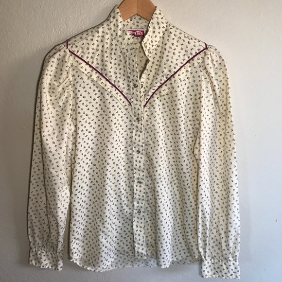 Prairie Western Pearl Snap Button Down Blouse - Picture 2 of 6